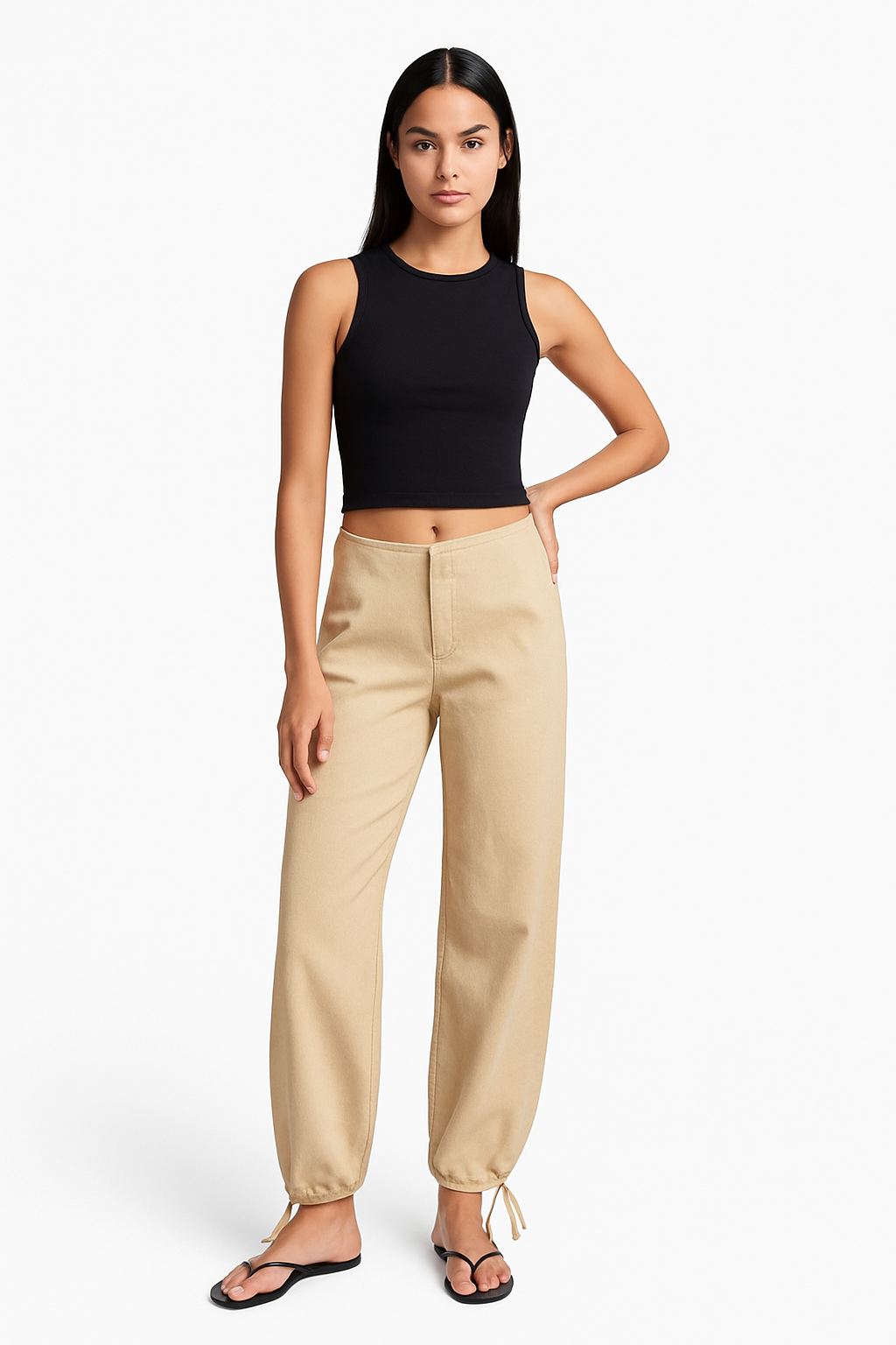 Waistless Cinch-Leg Jeans – Trendy Loose Fit Street Style